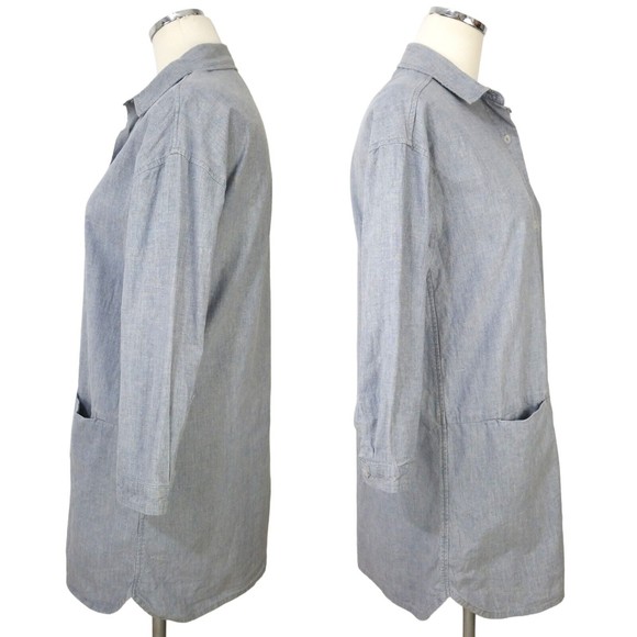 Roamers & Seekers Women's Cotton Tunic Shirt 3/4 Sleeve Size Medium Chambray - Picture 3 of 14